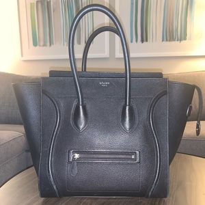 Céline Luggage 165213dru/Mini Black Leather Tote